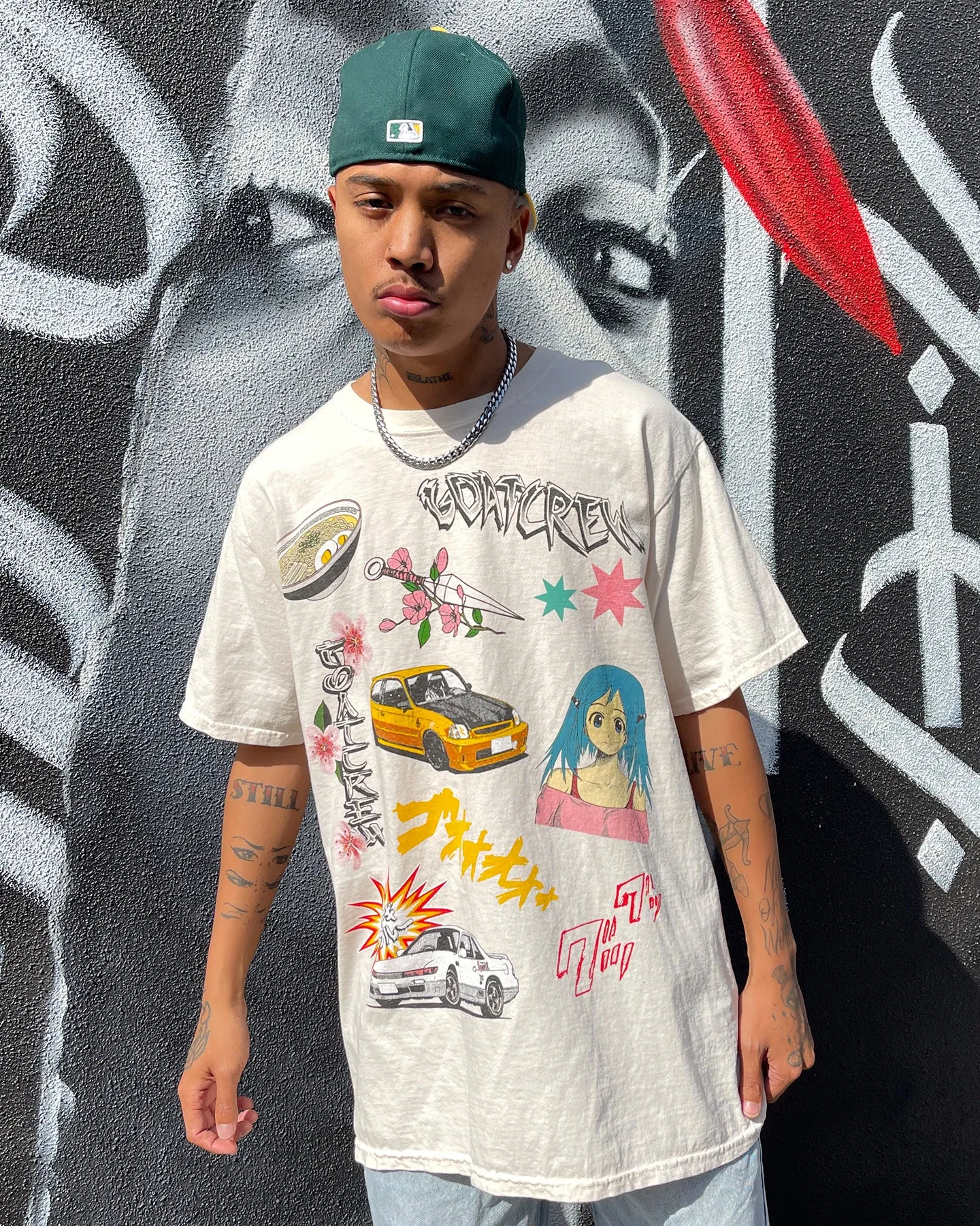 Goat Crew All Over Manga Vintage T-Shirt Off White