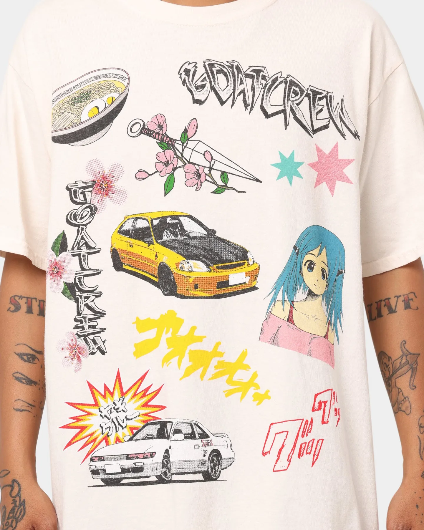 Goat Crew All Over Manga Vintage T-Shirt Off White