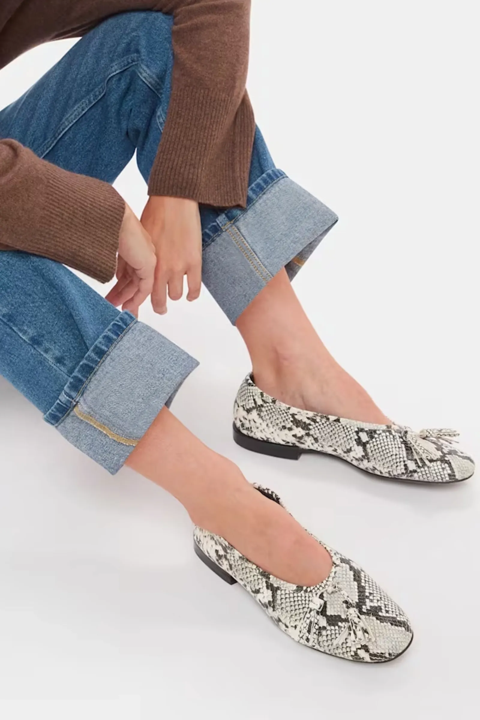 Grey Cilou Tassel Snake Ballet Pump