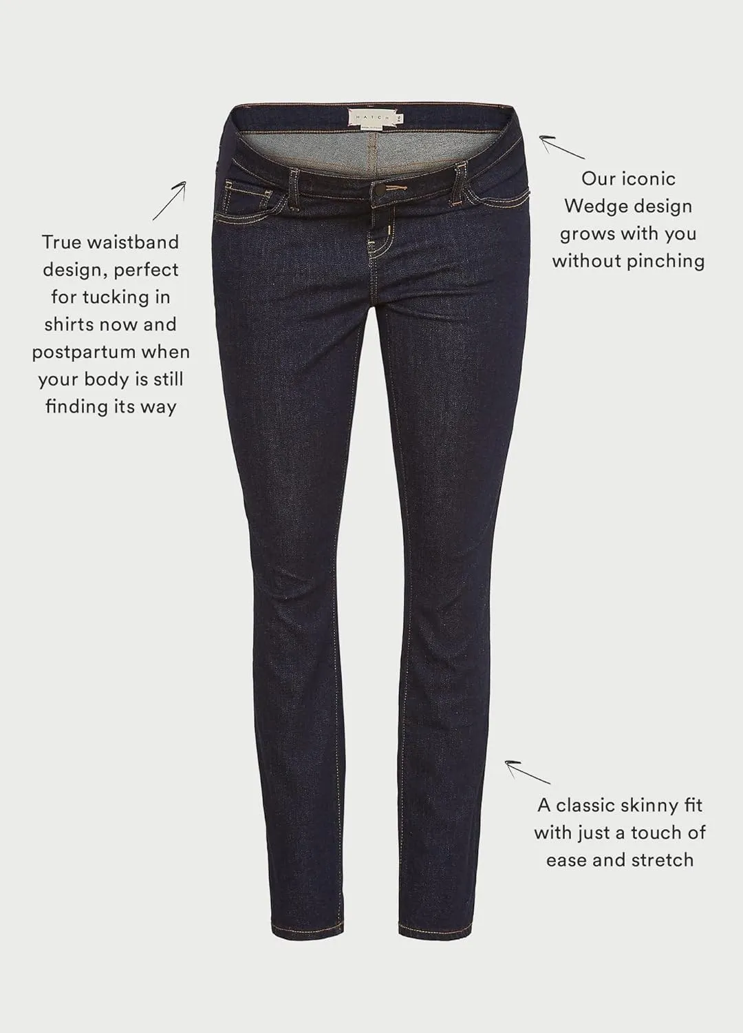 HATCH Slim Maternity Jeans - Under The Belly Pregnancy Jeans That Grow with You - Recycled Stretch Cotton Denim