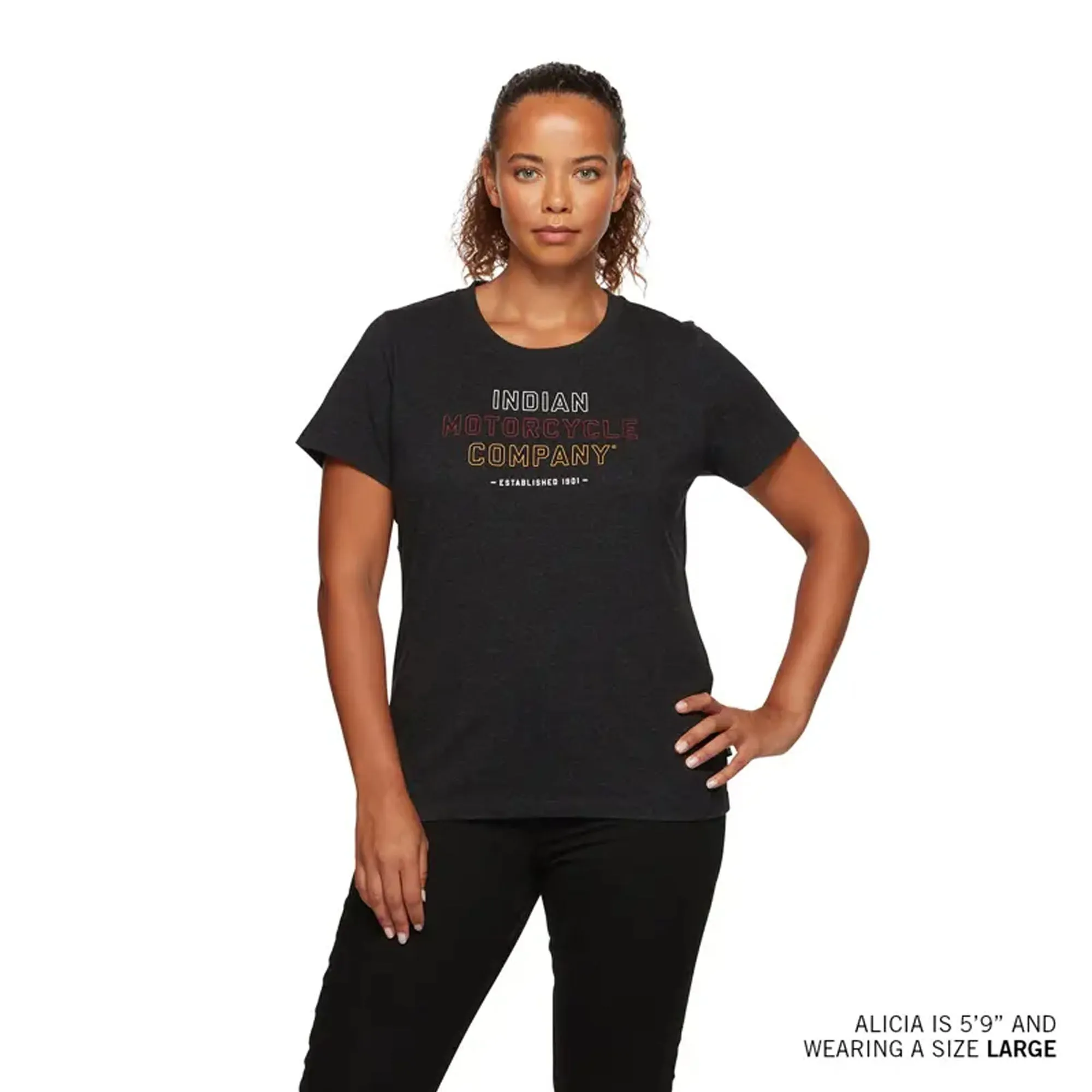 Indian Motorcycle Womens Tri Color Block Logo T-Shirt Black
