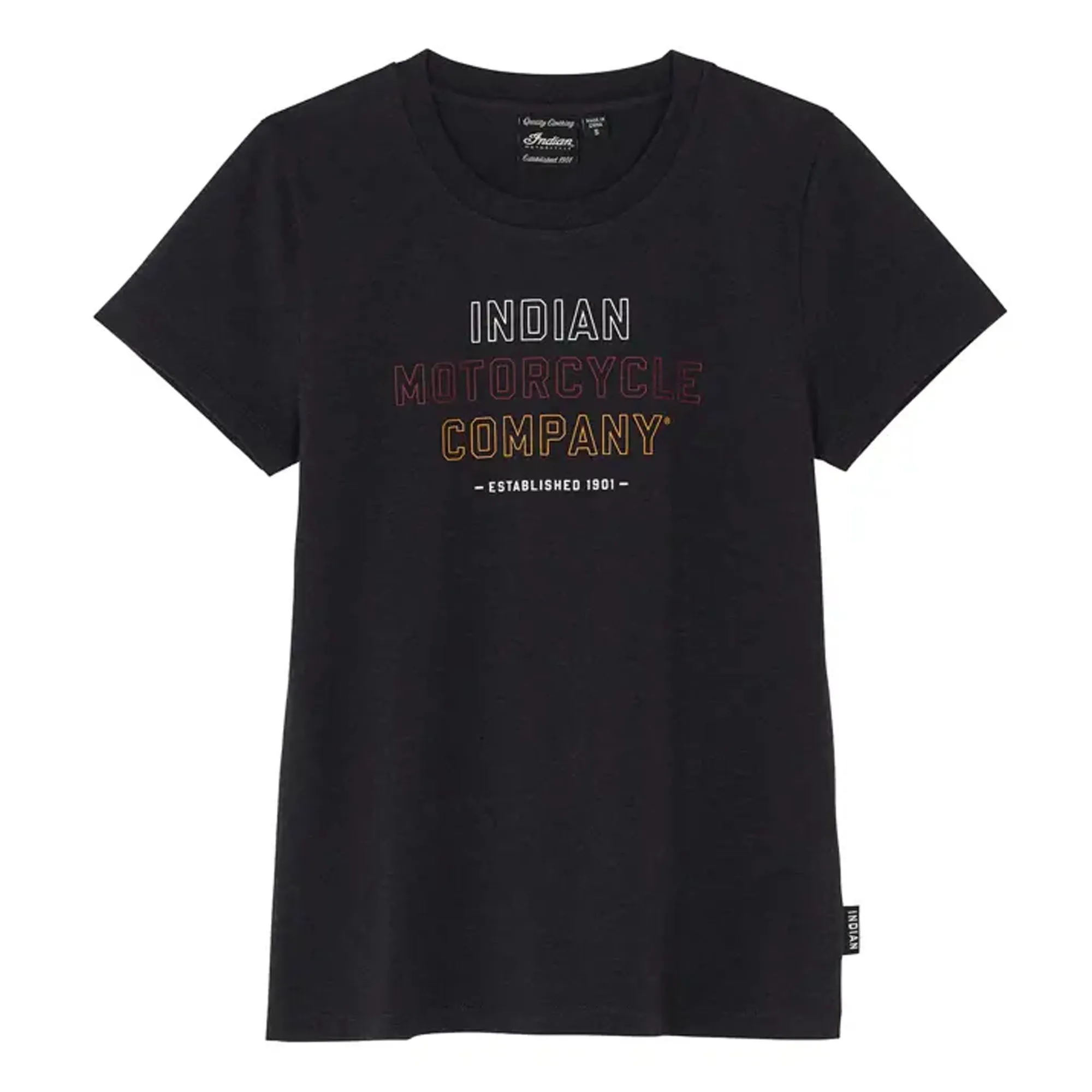 Indian Motorcycle Womens Tri Color Block Logo T-Shirt Black