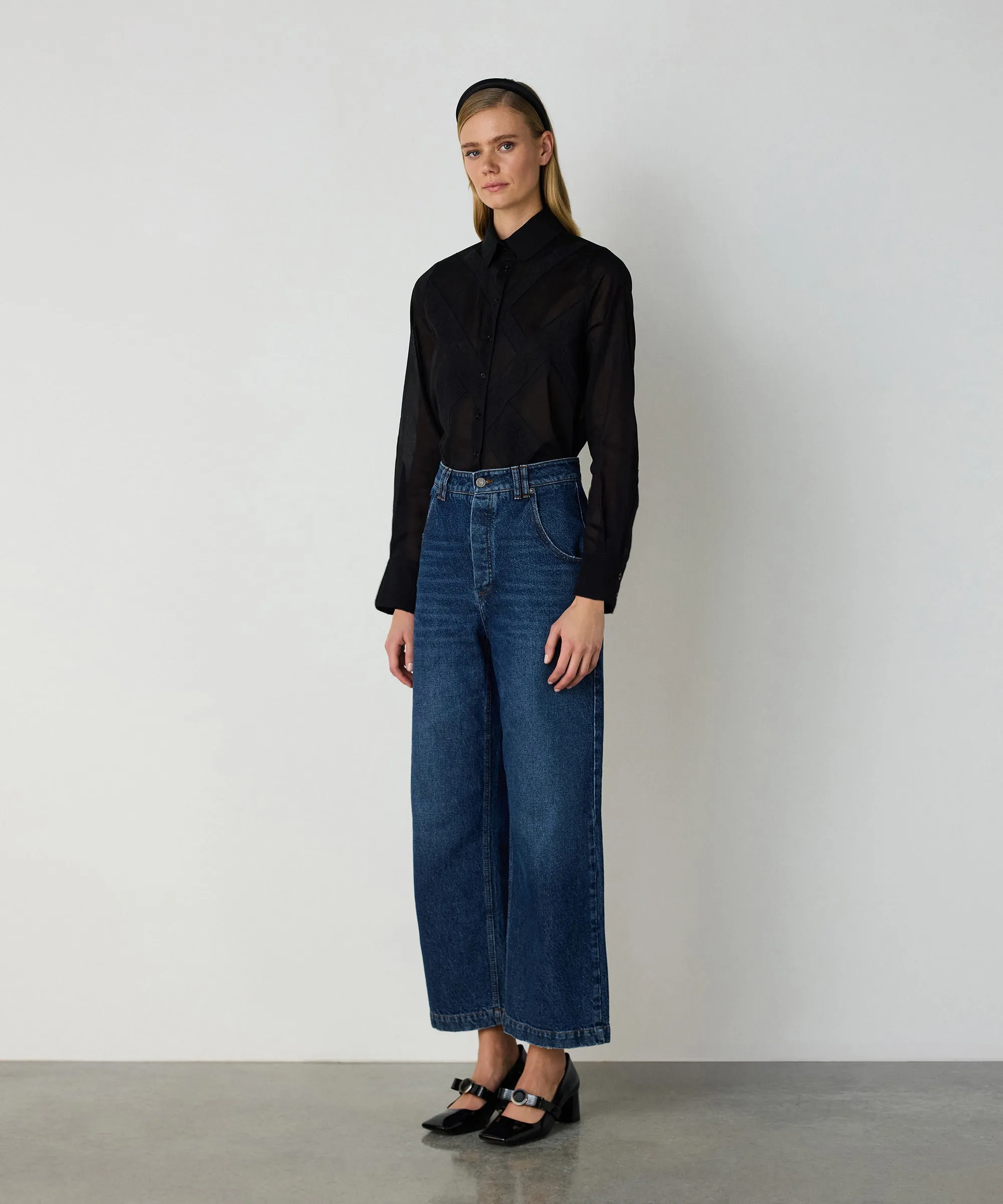 Machka Lace Mix Poplin Shirt Black