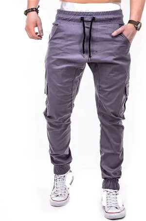 Men Casual Jogger Athletic Slim Fit Long Pant Hip Hop Chino Pocket Trousers Drawstring Outdoor Work Military Tactical Pants (Gray,3X-Large)