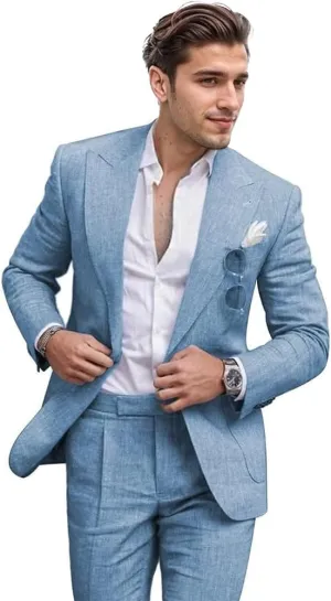 Mens Casual Sport Coat Blazer Linen Slim Fit Business Jacket One Button Travel Blazer Suit Jacket