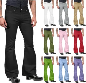 Men's Retro 70s Bell Bottom Pants Stretch Fit Comfortable Flared Legs Classic for Disco Nights 60s Fashion Trend