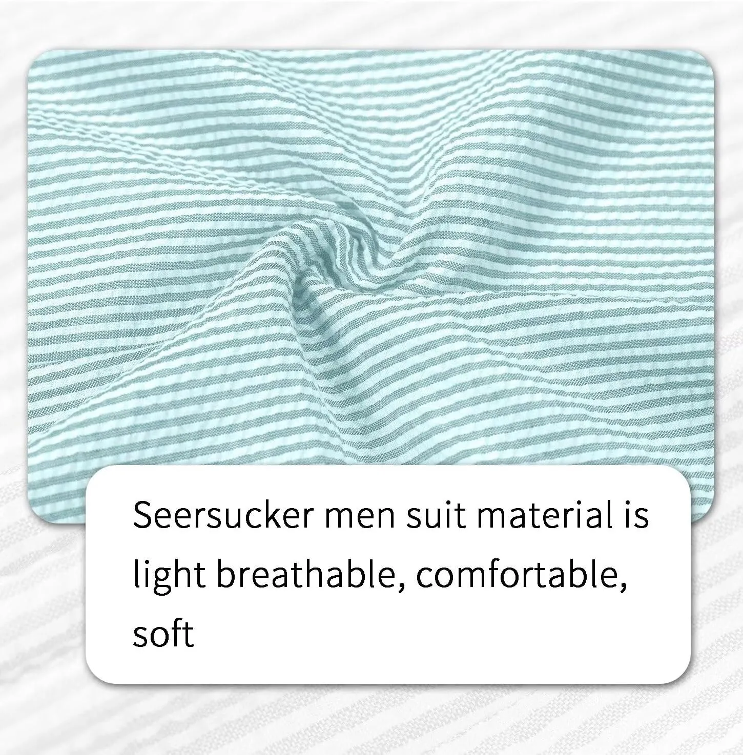Mens Seersucker Suit Slim Fit Suits for Men Summer Striped Wedding Prom Party Dinner 2 Piece Daily Suit Jacket Blazer Pants