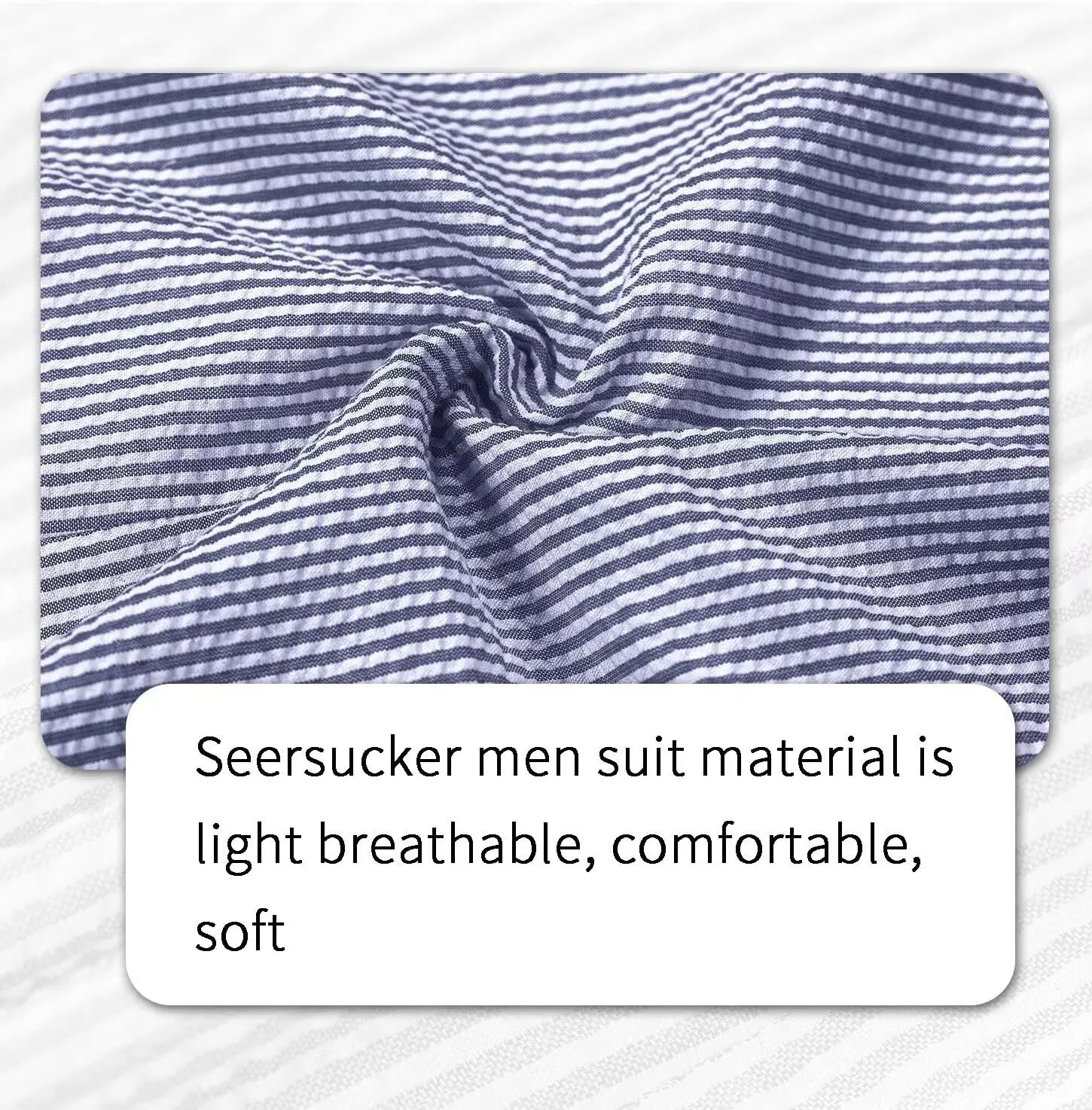 Mens Seersucker Suit Slim Fit Suits for Men Summer Striped Wedding Prom Party Dinner 2 Piece Daily Suit Jacket Blazer Pants