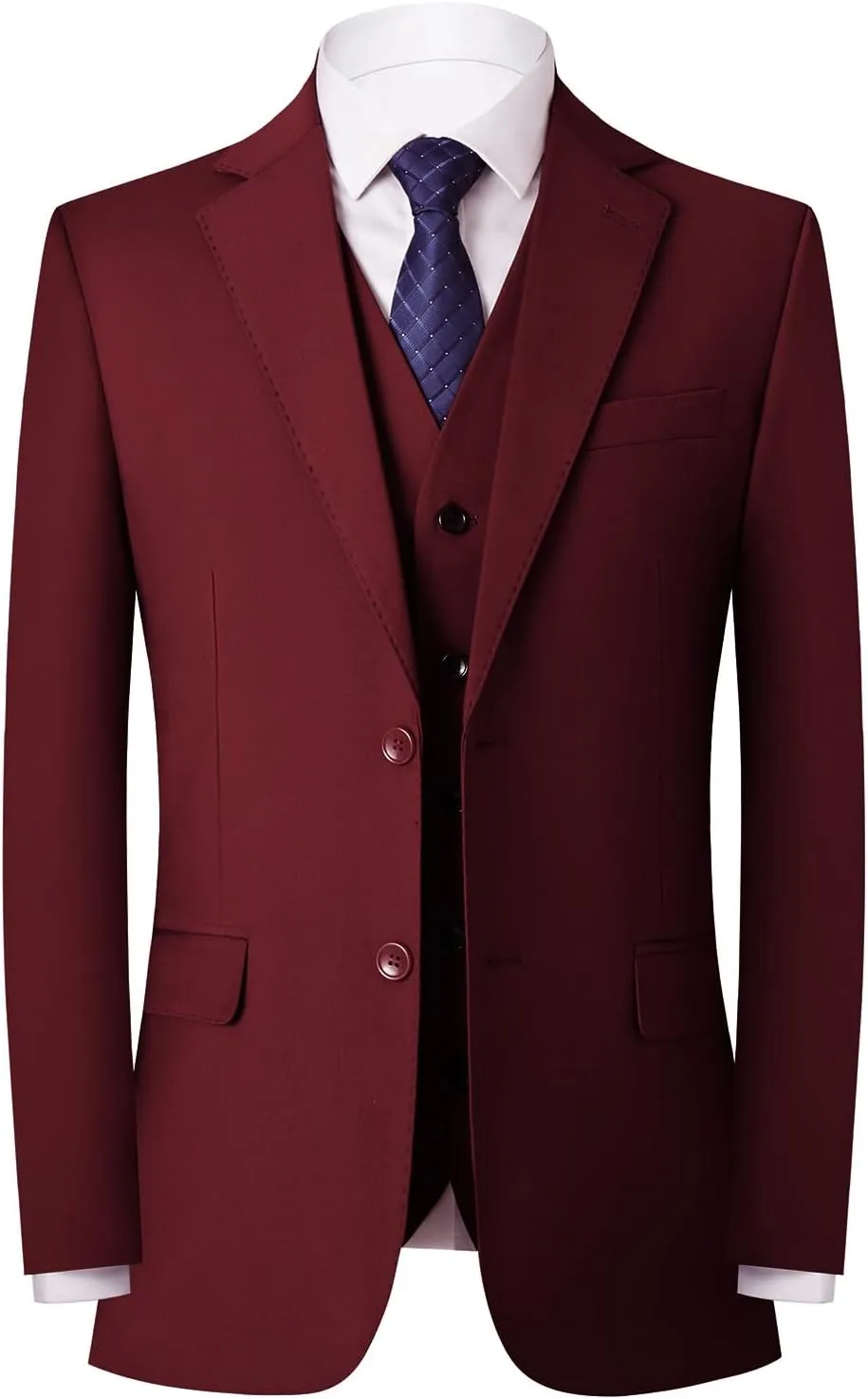 Mens Slim Fit Suit 3-Piece Two-Button Blazer Dress Business Wedding Party Jacket Vest & Pant