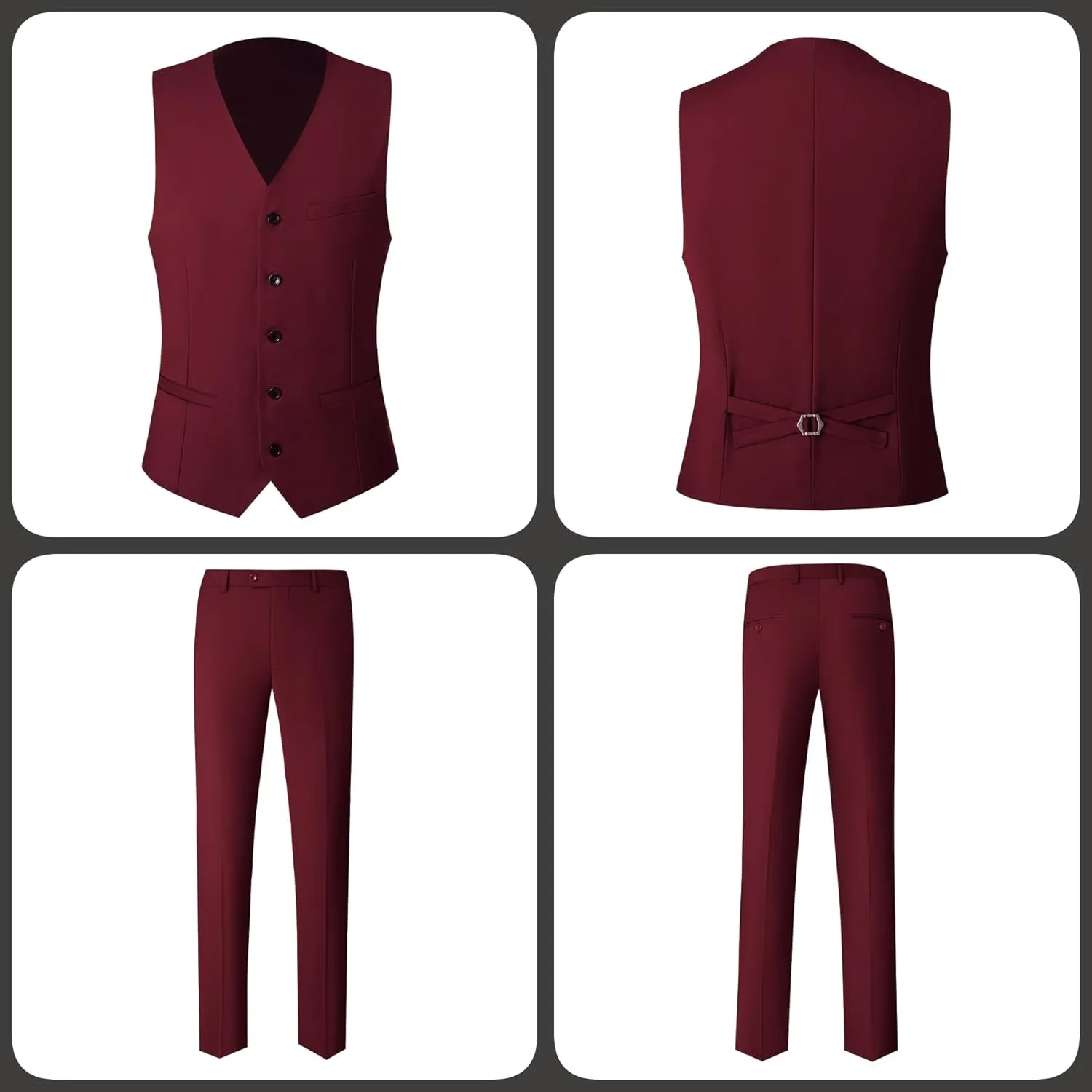 Mens Slim Fit Suit 3-Piece Two-Button Blazer Dress Business Wedding Party Jacket Vest & Pant