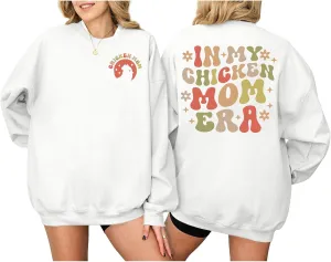 Oversized Chicken Sweatshirts for Women In My Chicken Mom Era Sweatshirt Cute Animal Graphic Mama Farm Country Hoodies