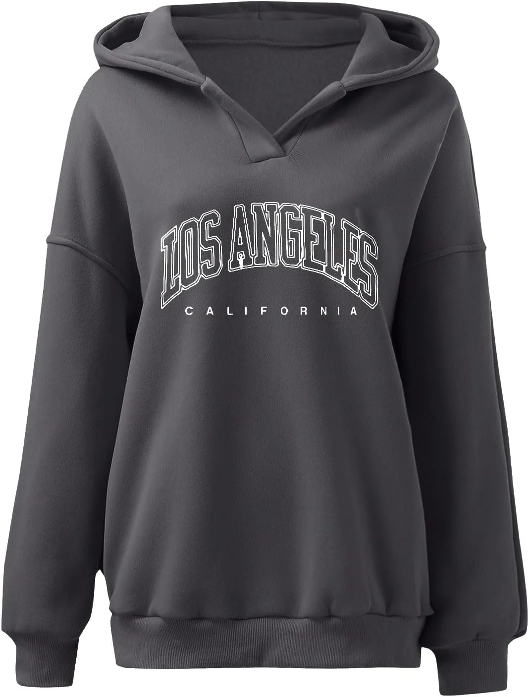 Oversized Hoodies for Women 2024 Long Sleeve V Neck Letter Printing Sweatshirts Fall Fashion Classic Pullover