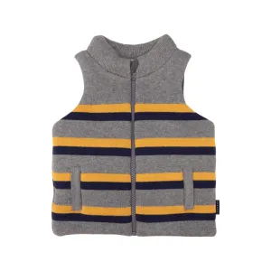 Padded Knit Striped Vest with Zip Charcoal