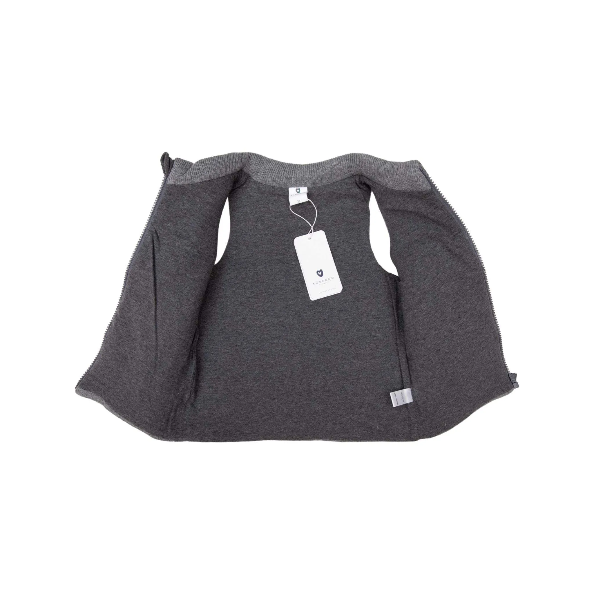 Padded Knit Striped Vest with Zip Charcoal