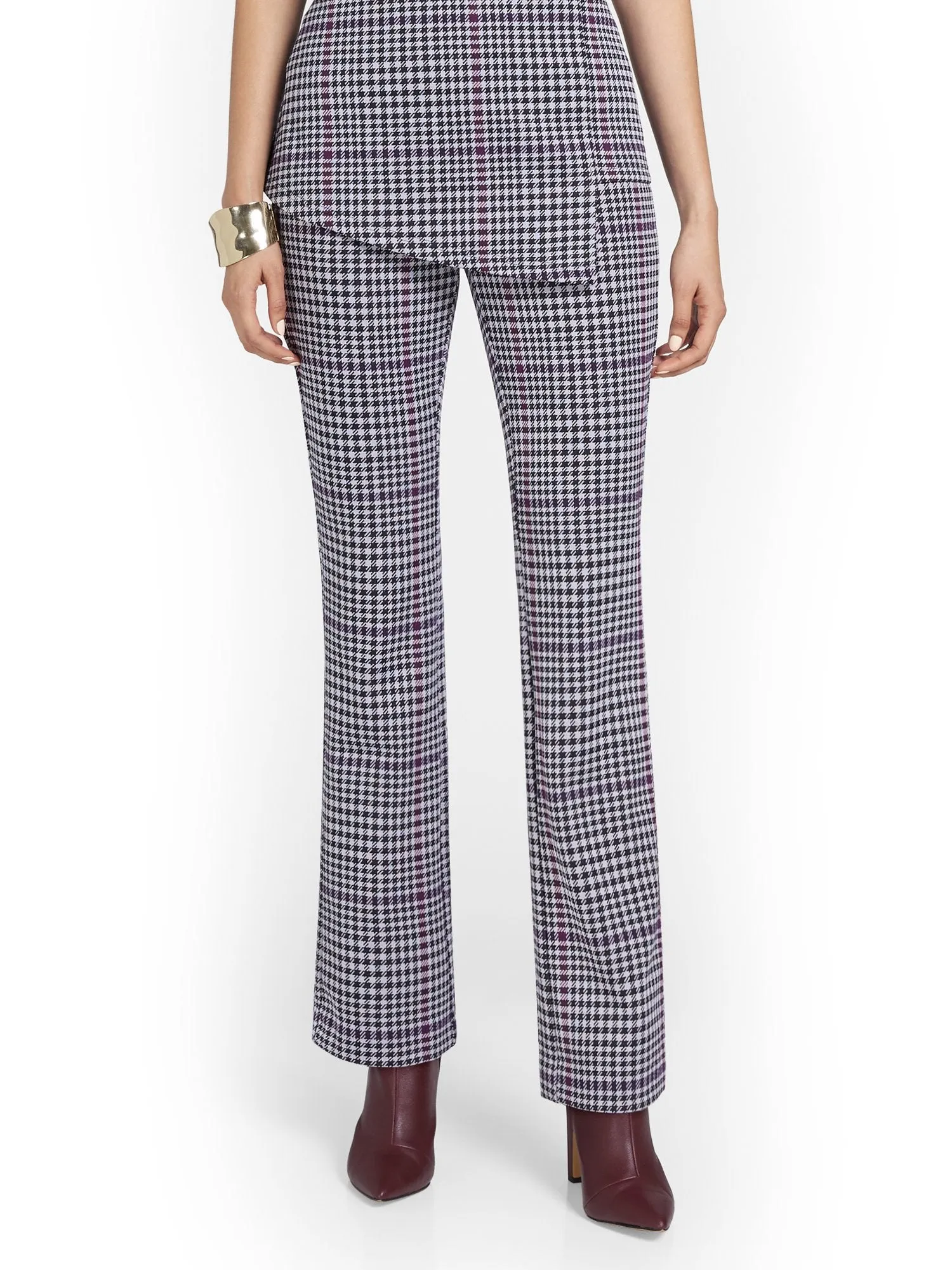 Petite Pull-On Houndstooth Bootcut Ponte Pant - Superflex