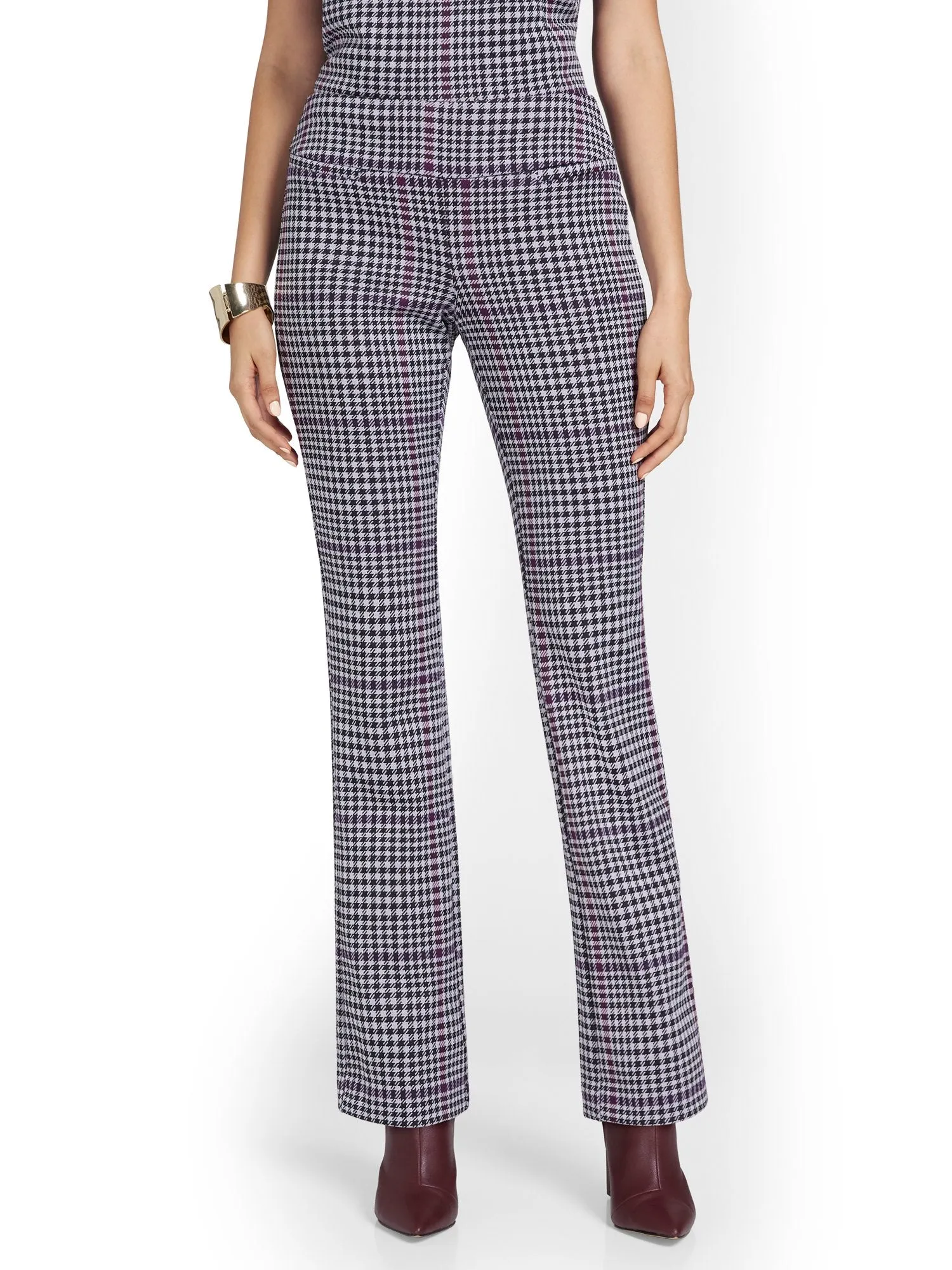 Petite Pull-On Houndstooth Bootcut Ponte Pant - Superflex