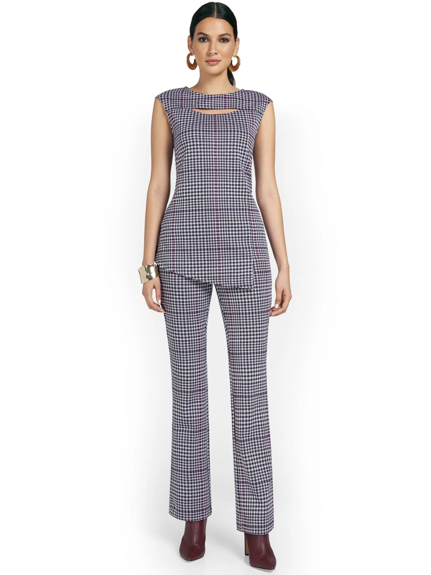 Petite Pull-On Houndstooth Bootcut Ponte Pant - Superflex