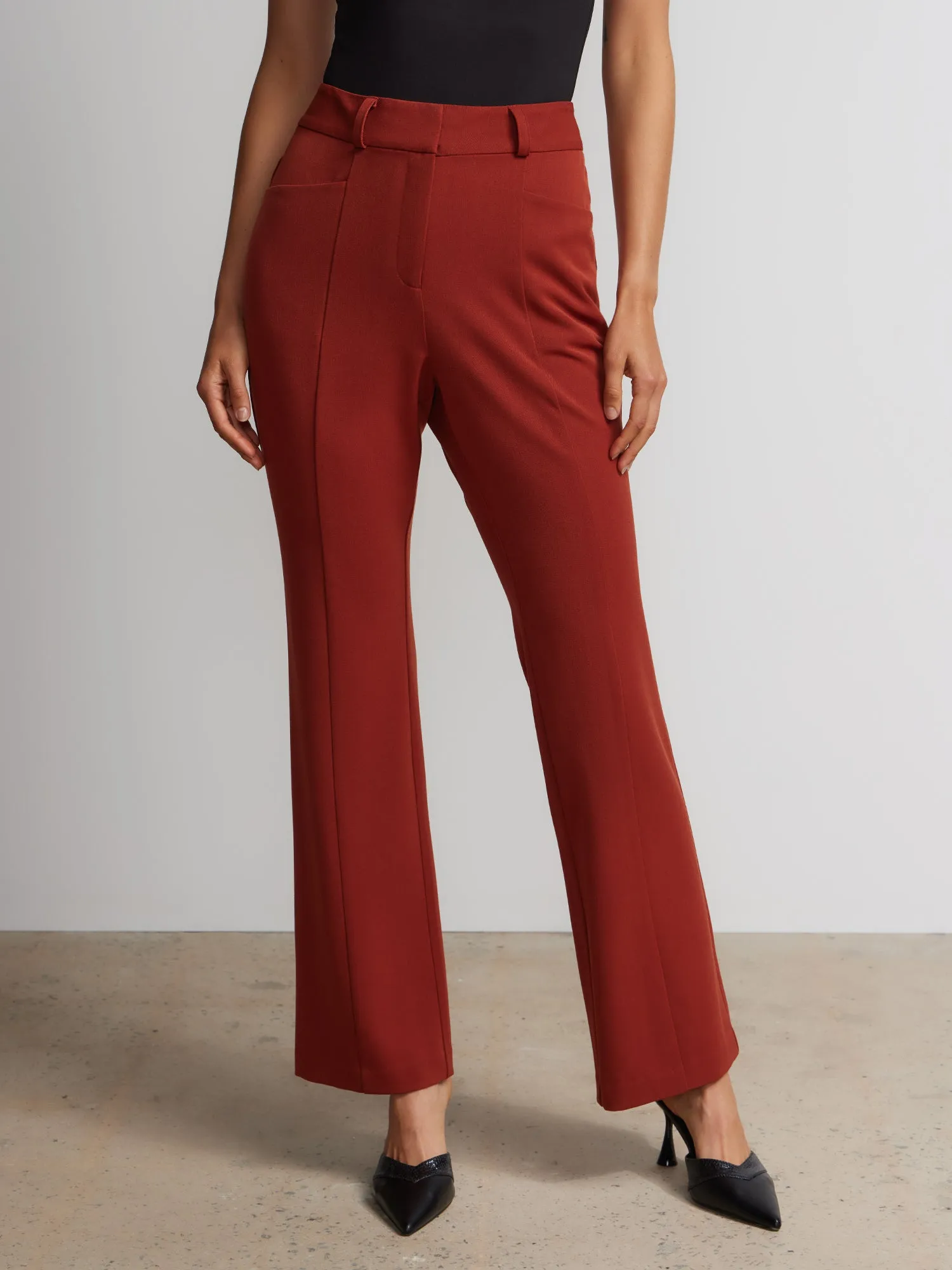 Petite Seamed Slim Bootcut Pants