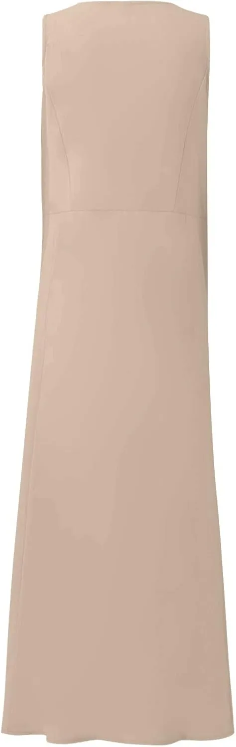Plus Size Cotton Linen Maxi Summer Dresses for Curvy Women 2025 Sleeveless Vacation Beach Sundresses with Pockets