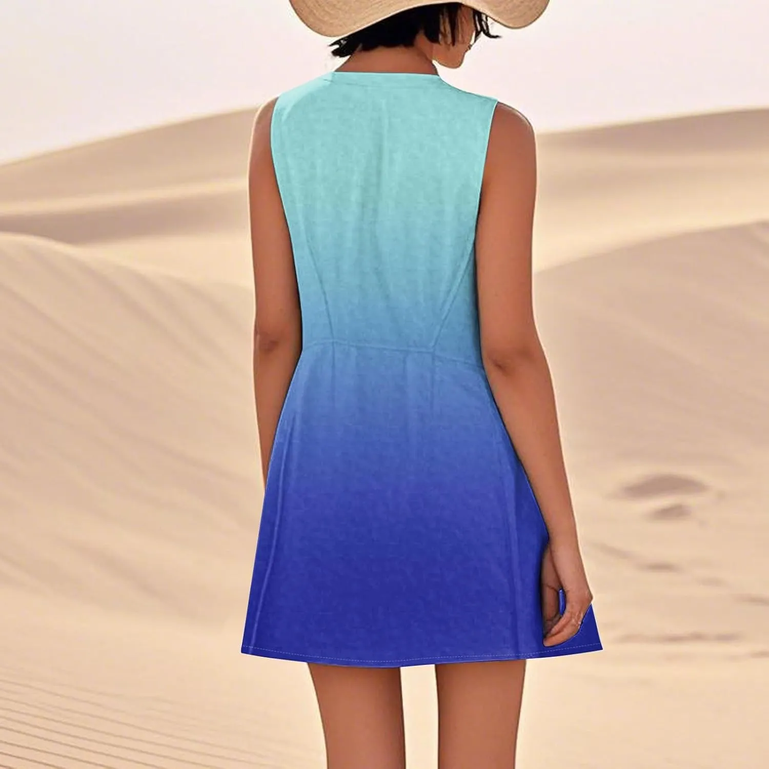 Plus Size Cotton Linen Midi Summer Dresses for Curvy Women 2025 Sleeveless Vacation Beach Sundresses with Pockets