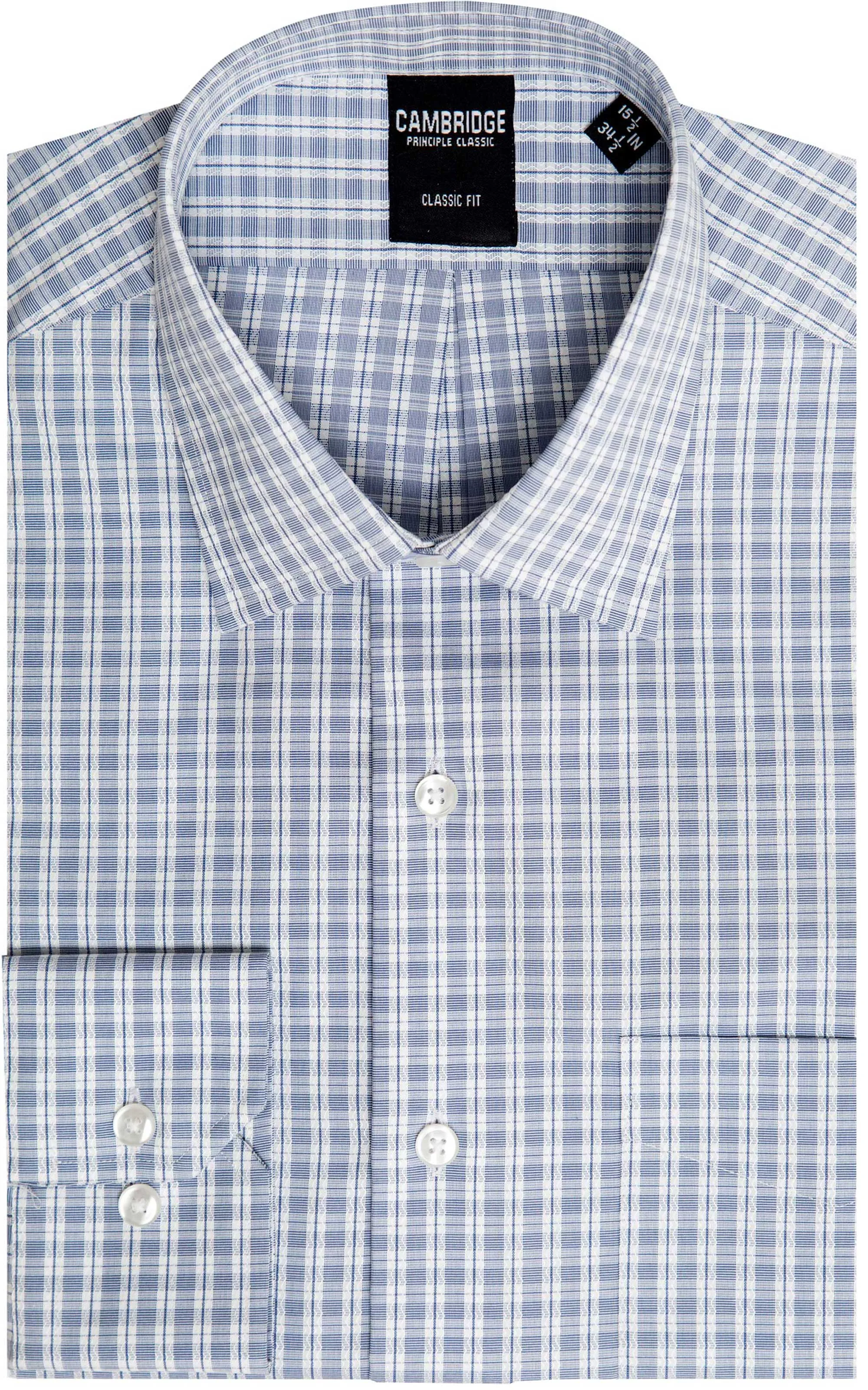 Pointed Collar Check Dress Shirt