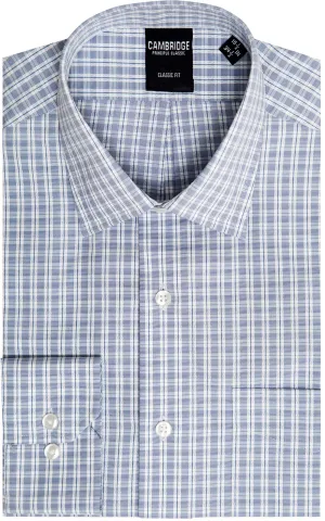 Pointed Collar Check Dress Shirt