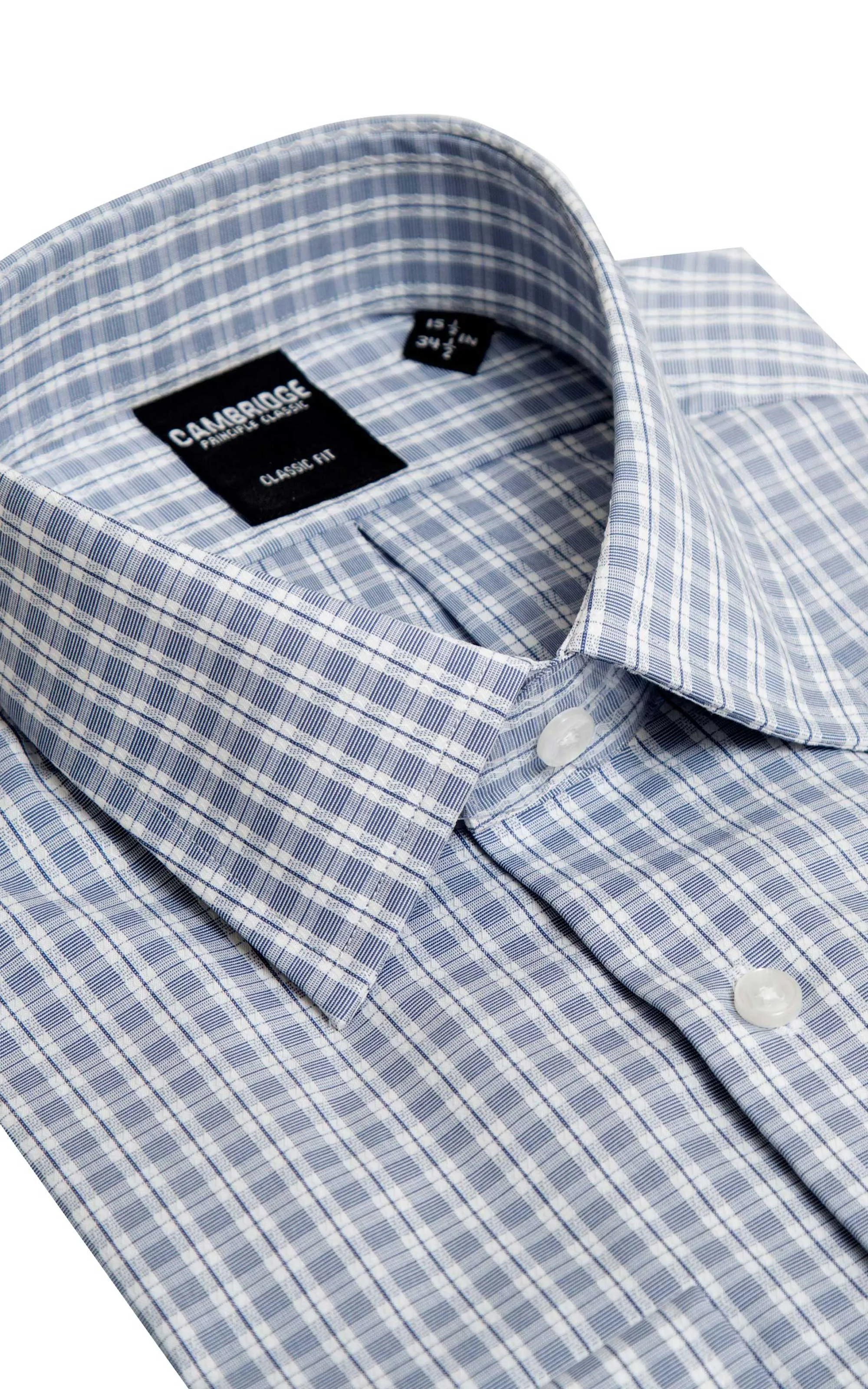 Pointed Collar Check Dress Shirt