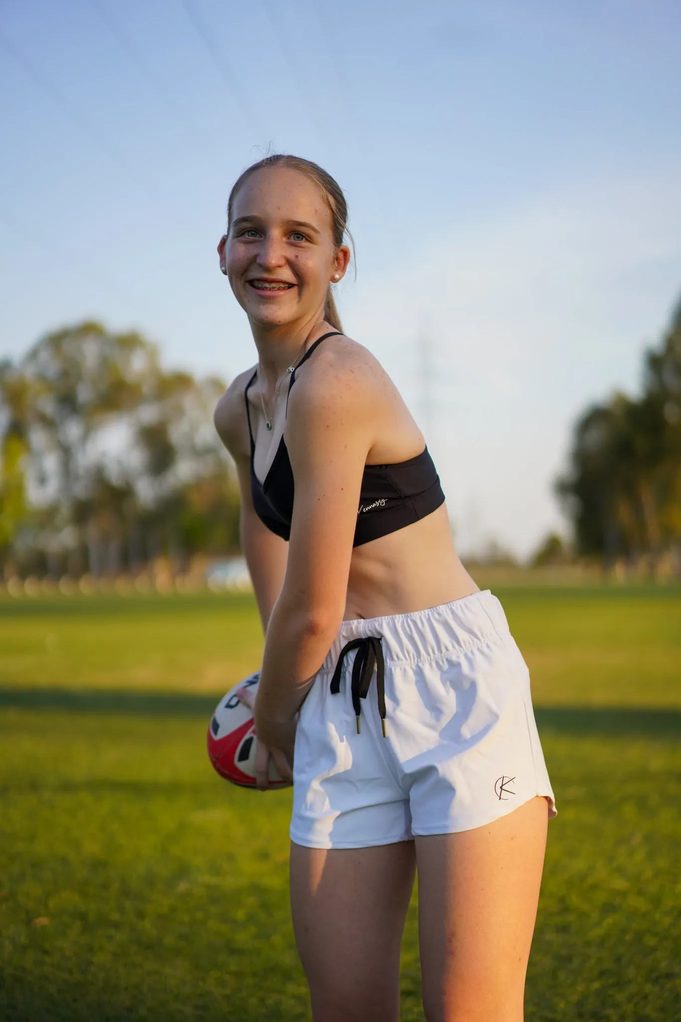 Poly Stretch Shorts (Youth) - White