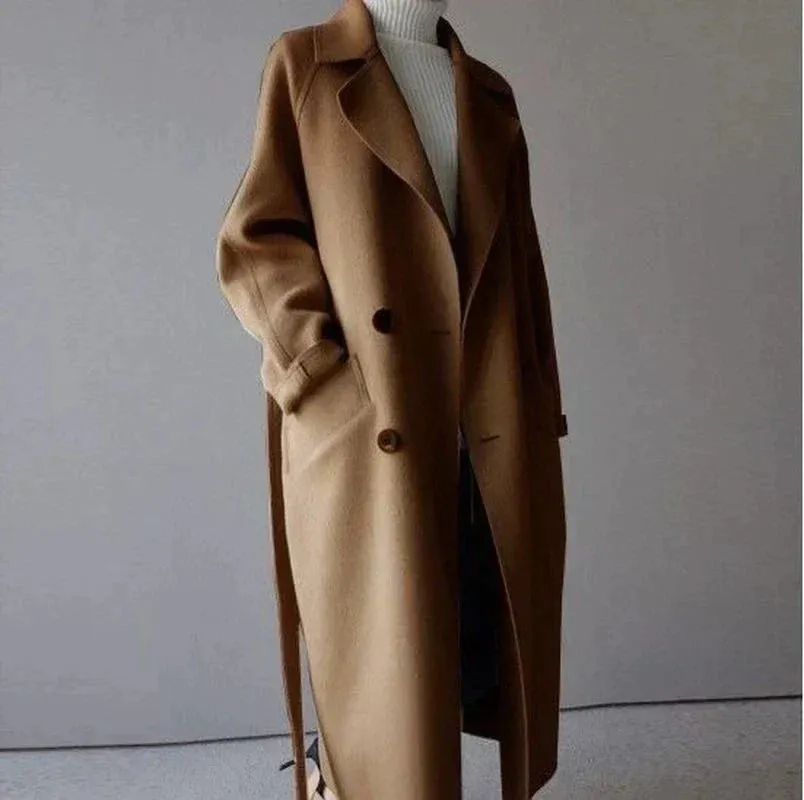 Sarah  | Elegant Wool-Blend Long Coat