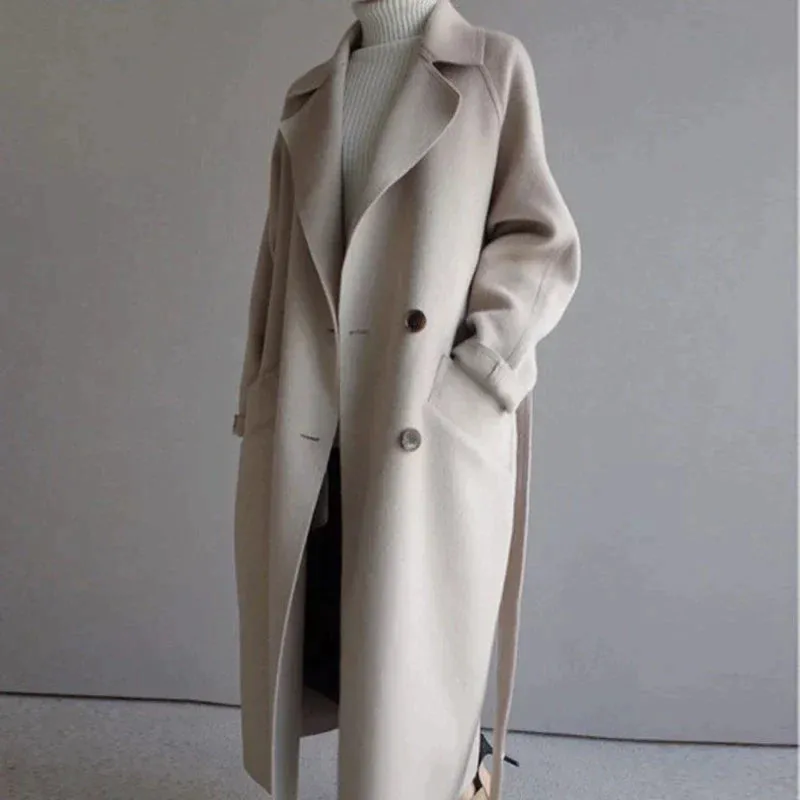 Sarah  | Elegant Wool-Blend Long Coat