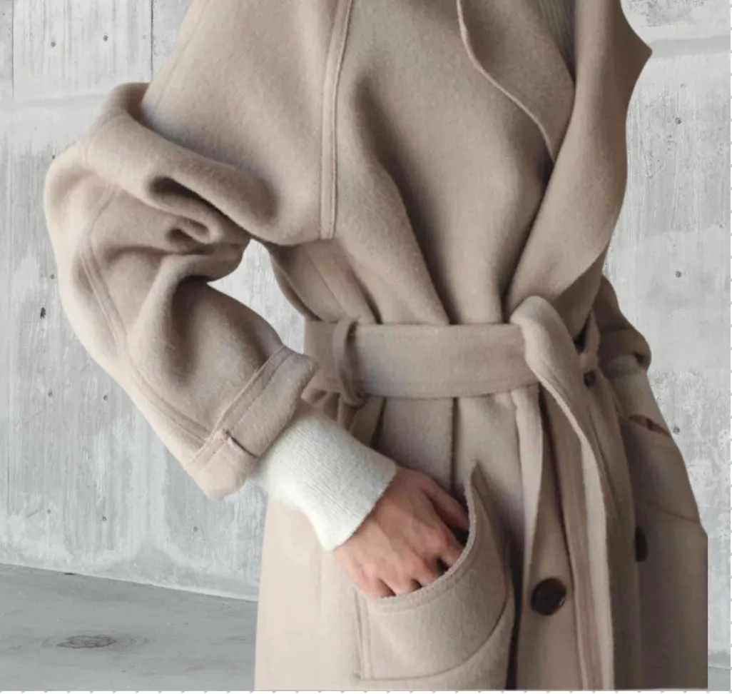 Sarah  | Elegant Wool-Blend Long Coat
