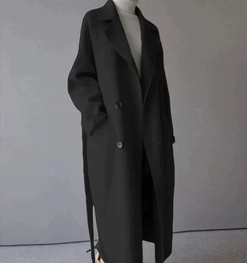 Sarah  | Elegant Wool-Blend Long Coat