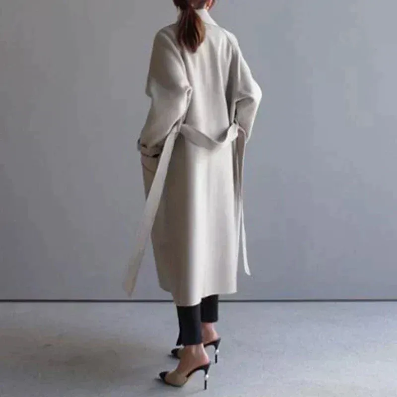 Sarah  | Elegant Wool-Blend Long Coat