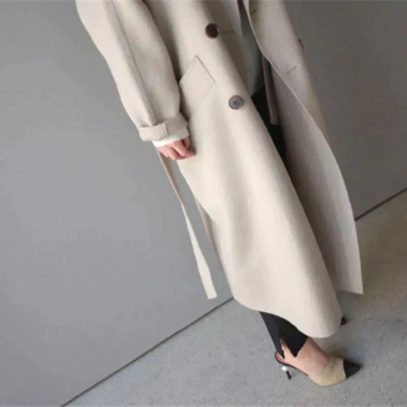 Sarah  | Elegant Wool-Blend Long Coat