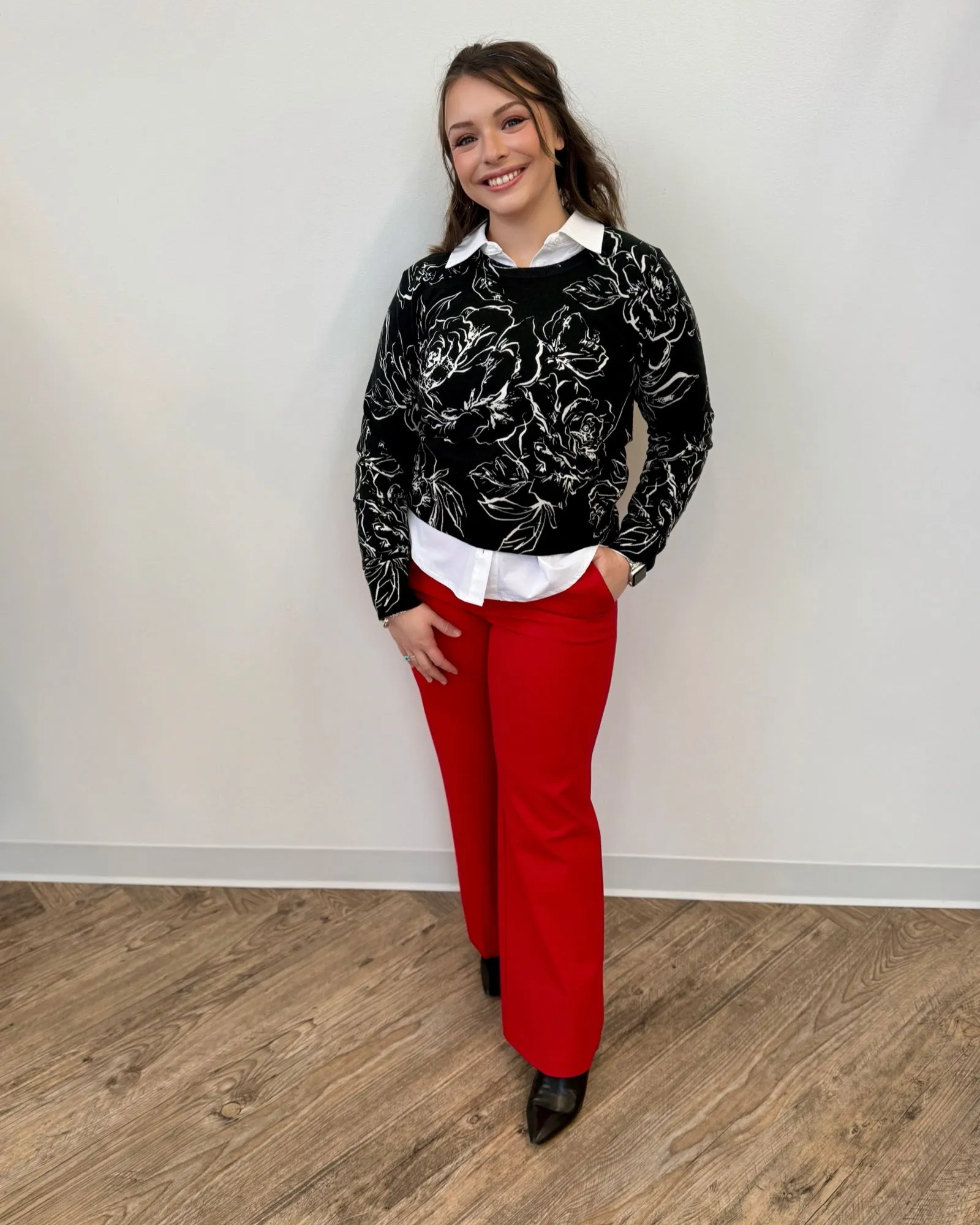 Silvana Floral Knit Long Sleeve Sweater