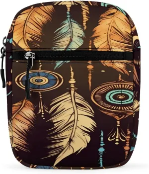 Small Satchel,Vintage Ethnic Tribal Feather Print Small Shoulder Bag,small Messenger Satchel Bags,mini Bag with Adjustable Strap