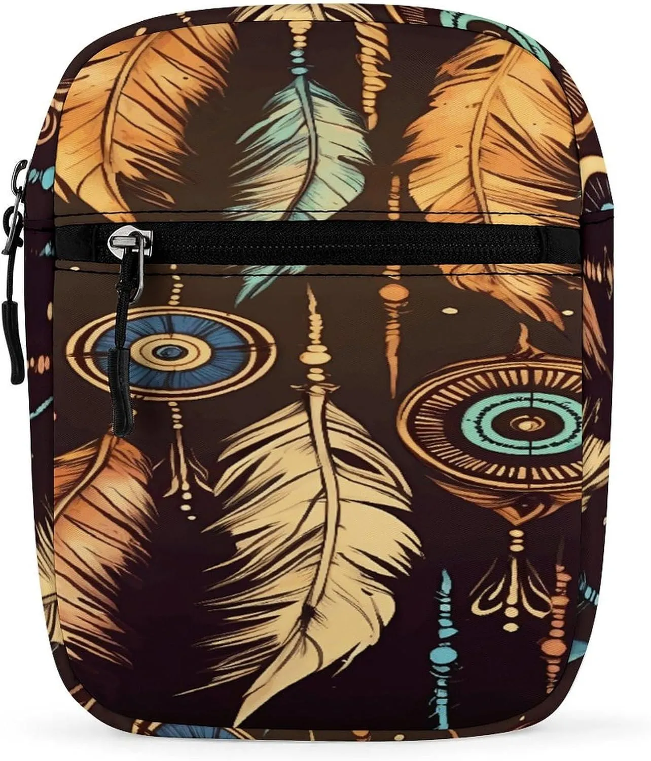 Small Satchel,Vintage Ethnic Tribal Feather Print Small Shoulder Bag,small Messenger Satchel Bags,mini Bag with Adjustable Strap