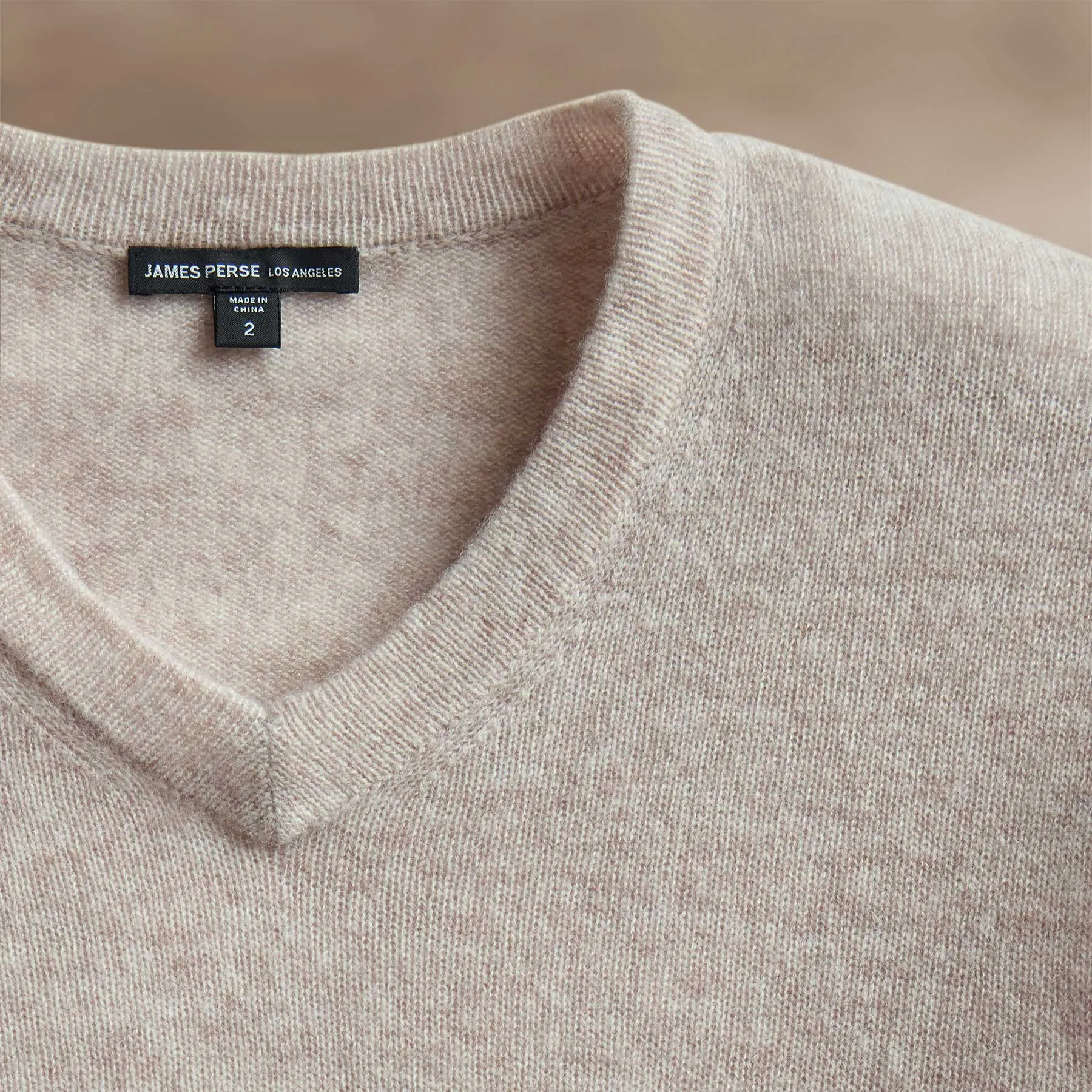 Soft Featherweight Cashmere V Neck - Light Beige