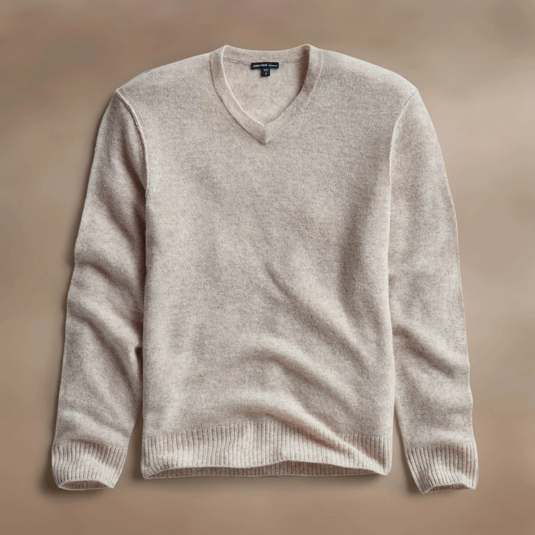 Soft Featherweight Cashmere V Neck - Light Beige
