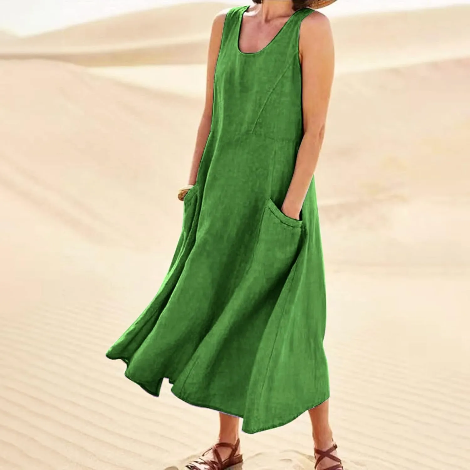 Spring Dresses for Women 2025 Flowy Dress Plus Size Beach Travel Vacation Casual Dress