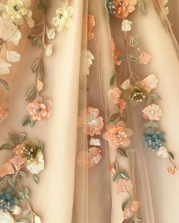 Stylish One Shoulder Tulle 3D Flowers Prom Dresses, Evening Dresses, SP689