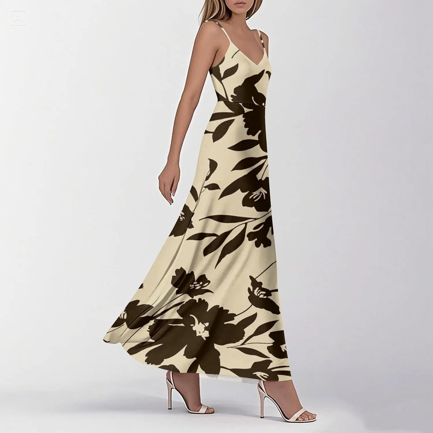 Summer Dresses for Women 2025 Spring Adjustable Spaghetti Strap Maxi Dress Floral Beach Vacation Long Sundress