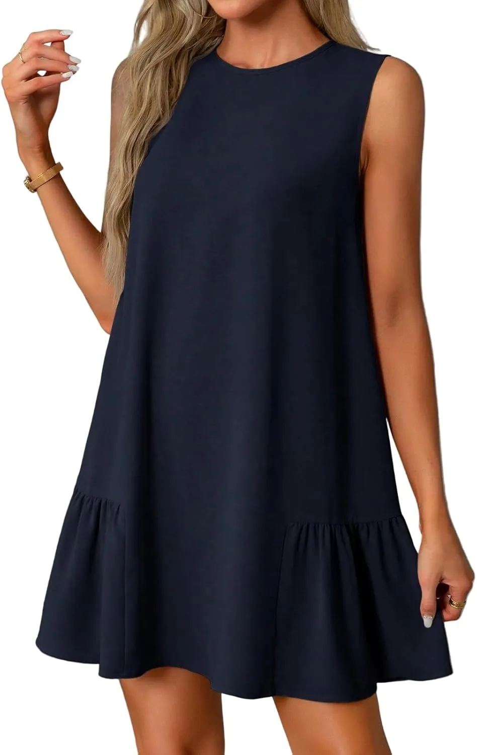 Summer Dresses for Women 2025 Vacation Tshirt Ruffle Hem Short Sundress with Pocket Beach Casual Swimsuit Coverup