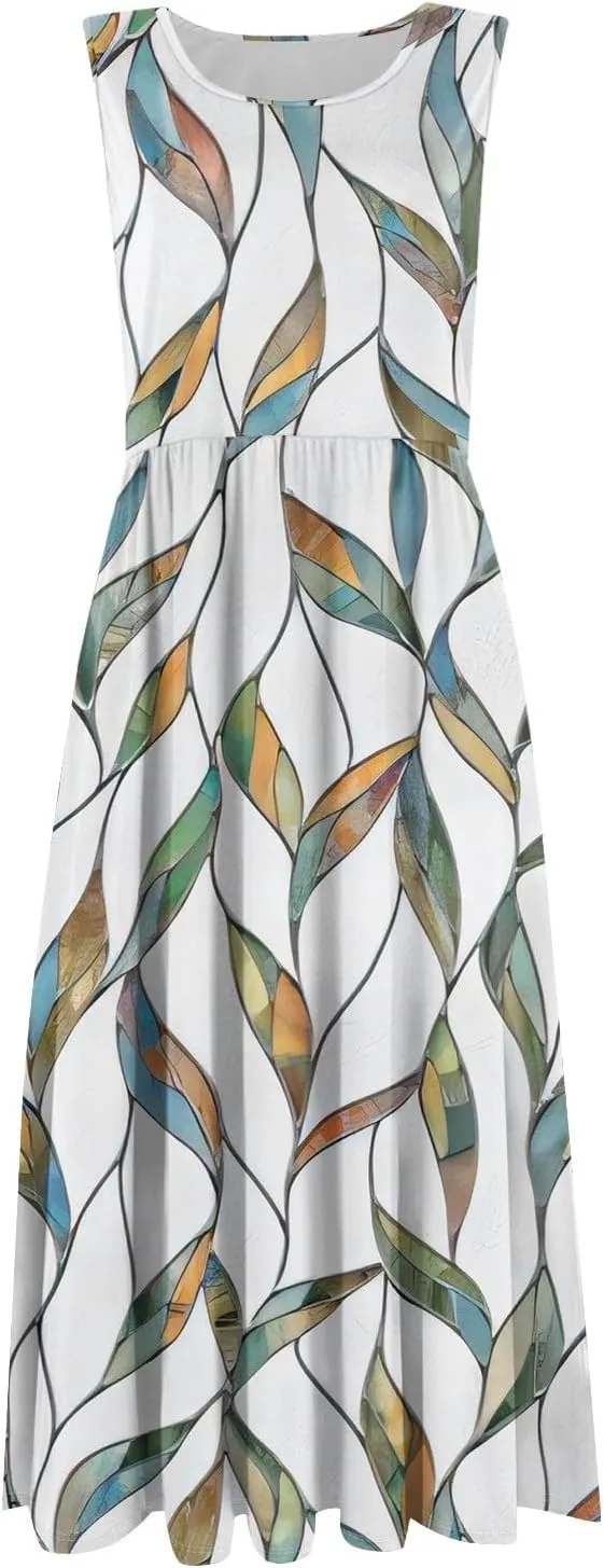 Summer Dresses for Women Casual Sleeveless Tshirt Beach Flowy Tank Sundresses 2025 Fashion Holiday Dresses