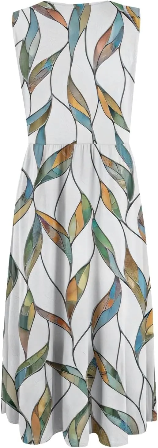 Summer Dresses for Women Casual Sleeveless Tshirt Beach Flowy Tank Sundresses 2025 Fashion Holiday Dresses