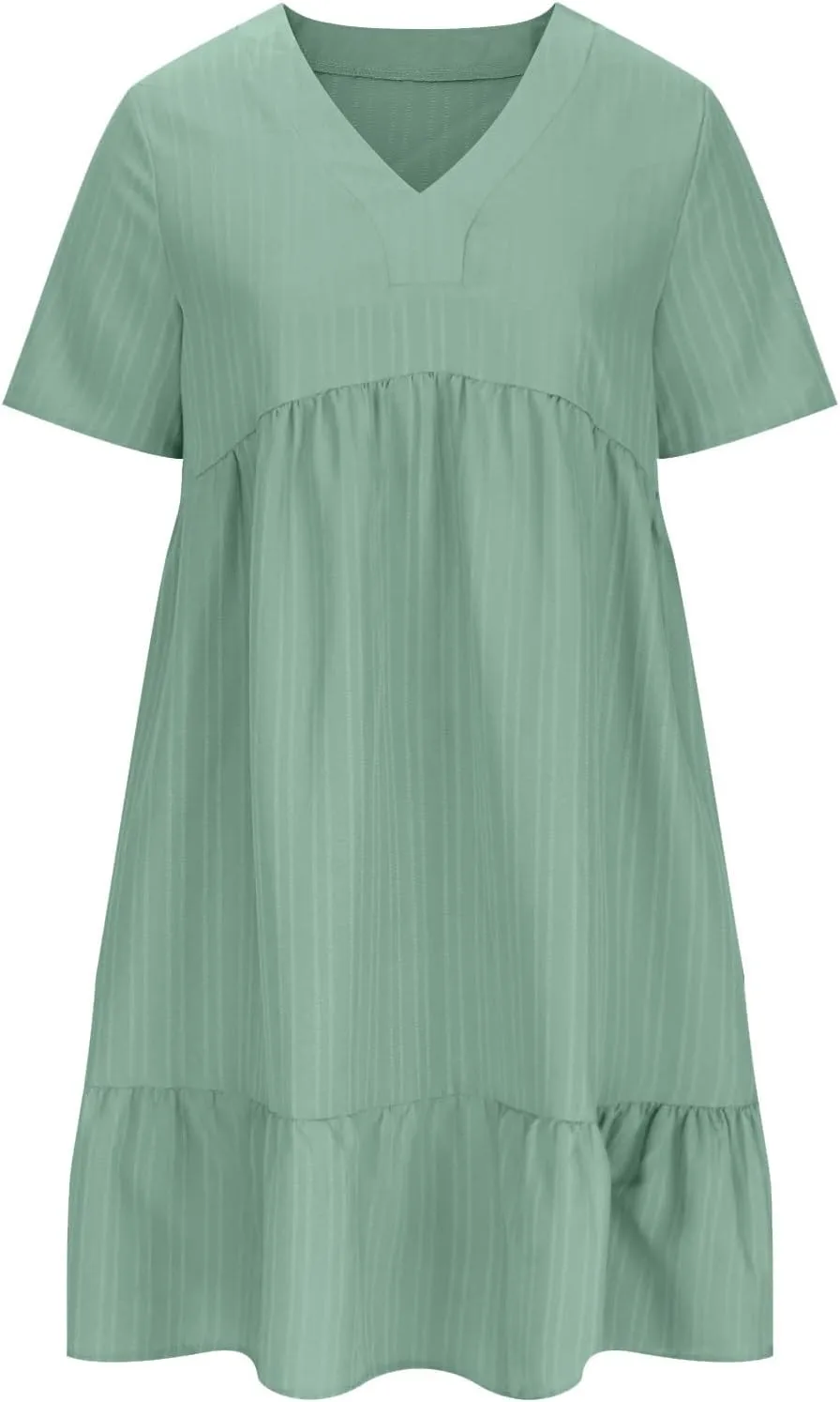 Summer Dresses for Womens V Neck Flutter Sleeve Flowy Short Dress Casual Midi Dress A Line Ruffle Tiered Swing Dresses
