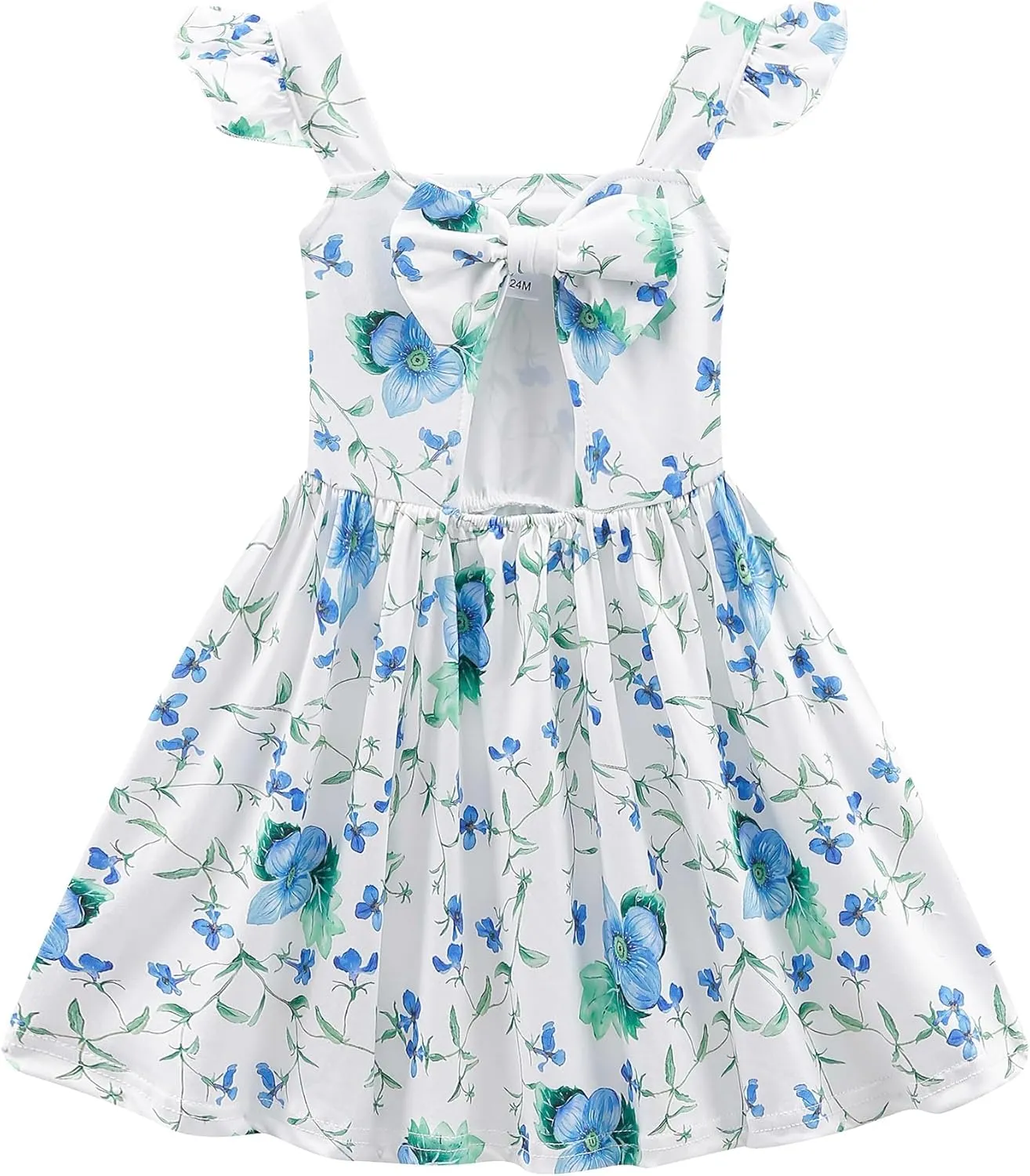 Toddler Girls Dresses Kids Summer Clothes Ruffle Sleeve Back Bowknot Dress Baby Backless Party Sundress 2-7 Years