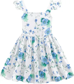 Toddler Girls Dresses Kids Summer Clothes Ruffle Sleeve Back Bowknot Dress Baby Backless Party Sundress 2-7 Years