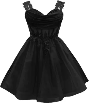 Tsbridal Short Homecoming Dress for Teens Off Shoulder Sparkly Lace DAMA Dresses for Quinceanera Puffy Tulle Prom Gown