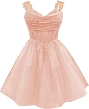 Tsbridal Short Homecoming Dress for Teens Off Shoulder Sparkly Lace DAMA Dresses for Quinceanera Puffy Tulle Prom Gown
